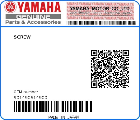 Product image: Yamaha - 901490614900 - SCREW  0