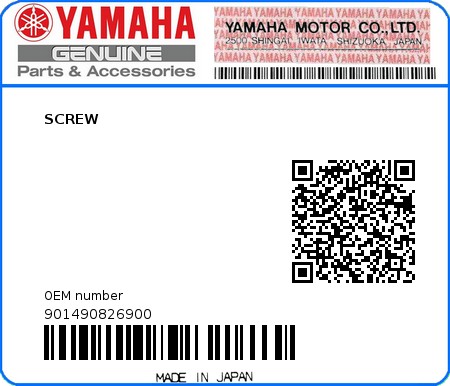 Product image: Yamaha - 901490826900 - SCREW  0