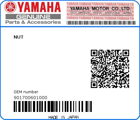 Product image: Yamaha - 901700601000 - NUT   0