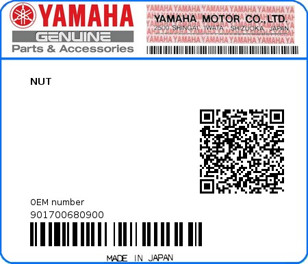 Product image: Yamaha - 901700680900 - NUT  0