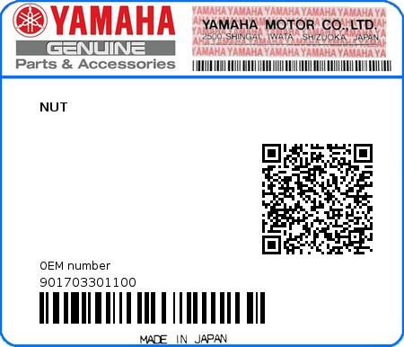 Product image: Yamaha - 901703301100 - NUT  0