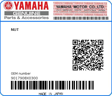 Product image: Yamaha - 9017908X0300 - NUT  0