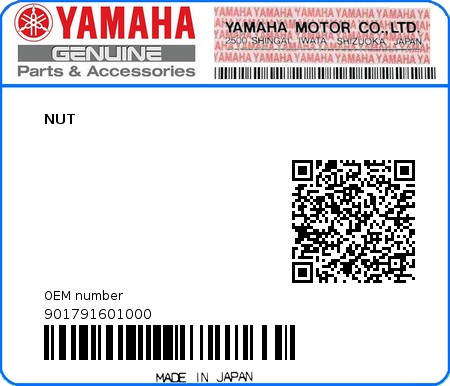 Product image: Yamaha - 901791601000 - NUT  0