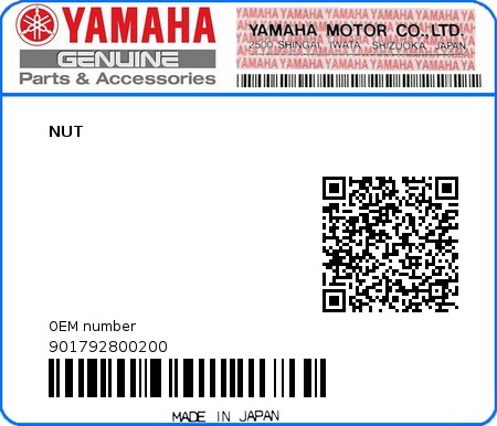 Product image: Yamaha - 901792800200 - NUT  0