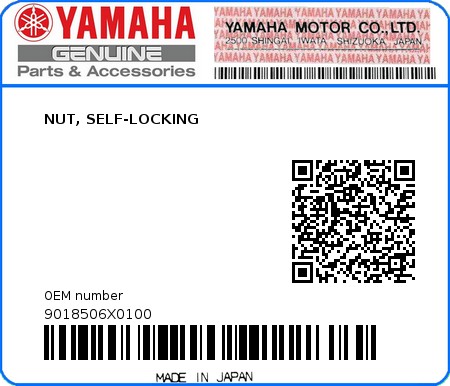 Product image: Yamaha - 9018506X0100 - NUT, SELF-LOCKING  0