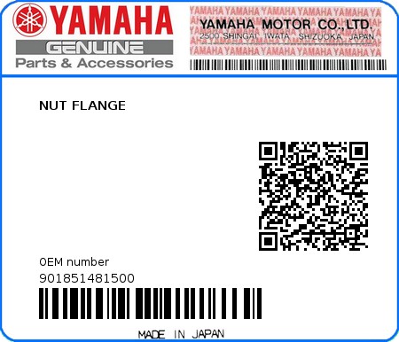 Product image: Yamaha - 901851481500 - NUT FLANGE   0