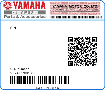 Product image: Yamaha - 902411080100 - PIN  0