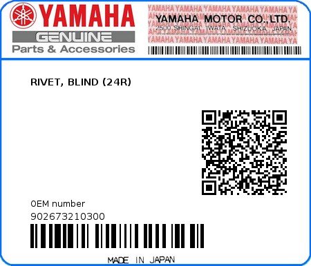 Product image: Yamaha - 902673210300 - RIVET, BLIND (24R)  0
