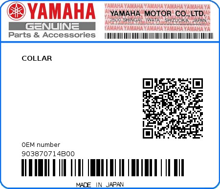 Product image: Yamaha - 903870714B00 - COLLAR   0