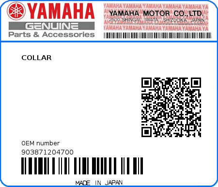 Product image: Yamaha - 903871204700 - COLLAR  0