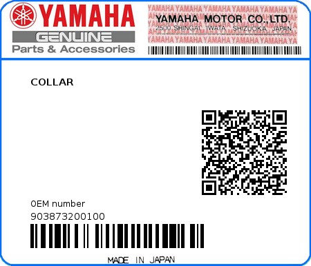 Product image: Yamaha - 903873200100 - COLLAR  0