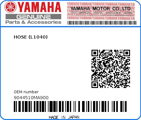 Product image: Yamaha - 9044510MA900 - HOSE (L1040)  0