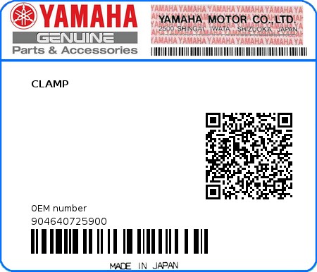 Product image: Yamaha - 904640725900 - CLAMP  0