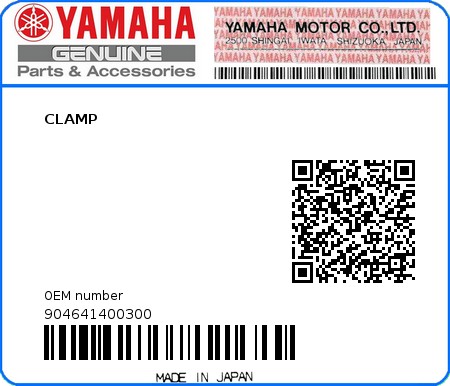 Product image: Yamaha - 904641400300 - CLAMP  0