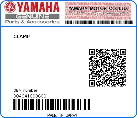 Product image: Yamaha - 904641600600 - CLAMP  0