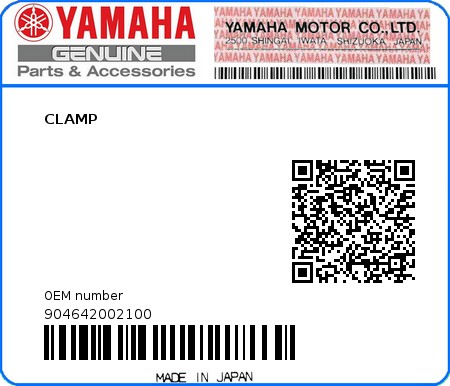Product image: Yamaha - 904642002100 - CLAMP  0
