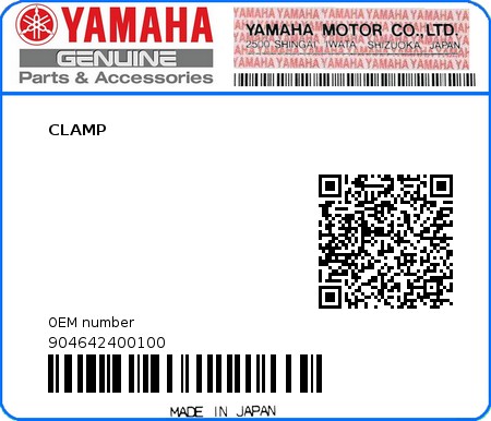Product image: Yamaha - 904642400100 - CLAMP  0