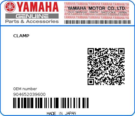 Product image: Yamaha - 904652039600 - CLAMP  0