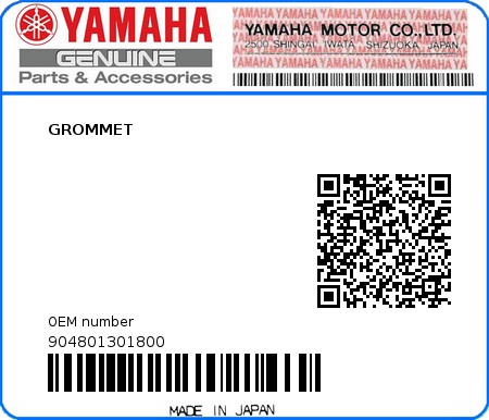 Product image: Yamaha - 904801301800 - GROMMET   0