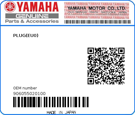 Product image: Yamaha - 906055020100 - PLUG(EU0)  0