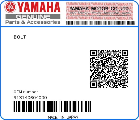 Product image: Yamaha - 913140604000 - BOLT   0