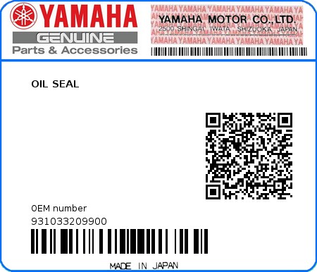 Product image: Yamaha - 931033209900 - OIL SEAL  0