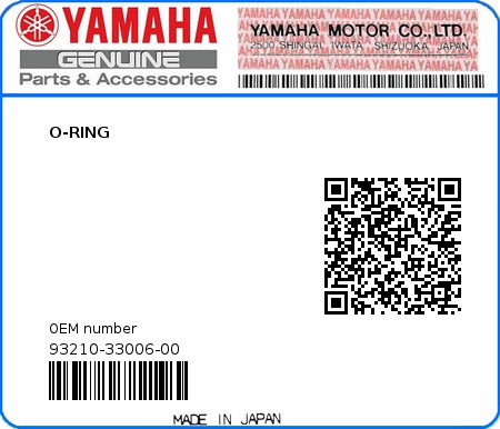 Product image: Yamaha - 93210-33006-00 - O-RING  0