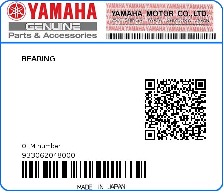 Product image: Yamaha - 933062048000 - BEARING  0