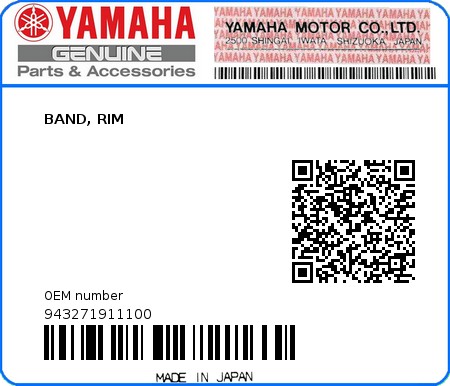 Product image: Yamaha - 943271911100 - BAND, RIM  0