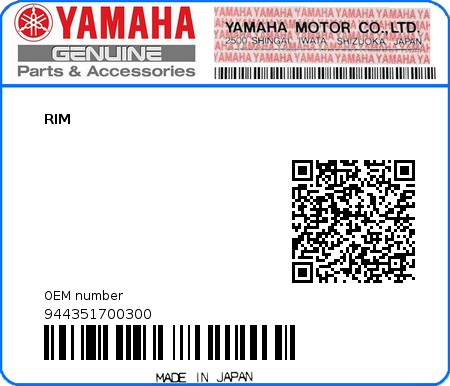 Product image: Yamaha - 944351700300 - RIM  0