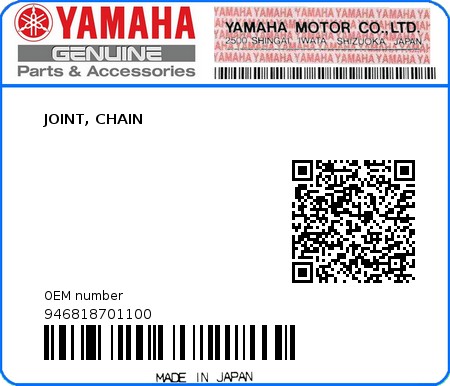 Product image: Yamaha - 946818701100 - JOINT, CHAIN  0