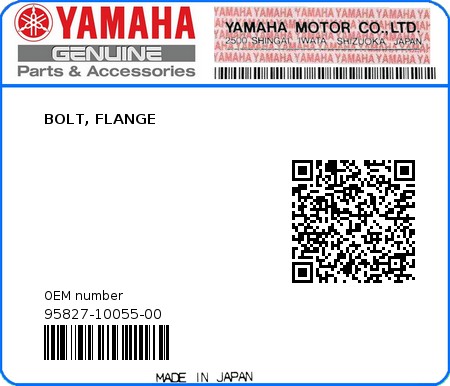 Product image: Yamaha - 95827-10055-00 - BOLT, FLANGE  0
