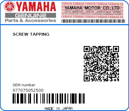 Product image: Yamaha - 977075052500 - SCREW TAPPING   0