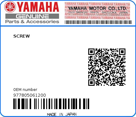 Product image: Yamaha - 977805061200 - SCREW   0