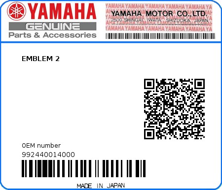 Product image: Yamaha - 992440014000 - EMBLEM 2   0