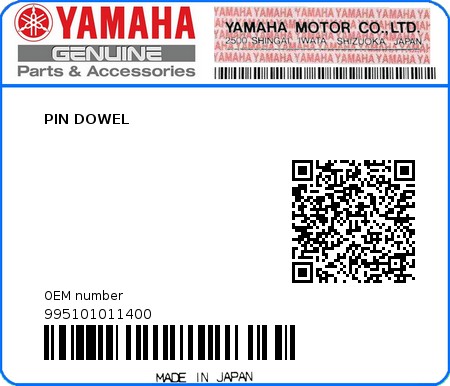 Product image: Yamaha - 995101011400 - PIN DOWEL  0