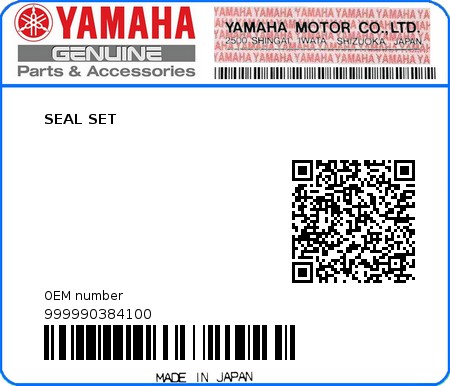Product image: Yamaha - 999990384100 - SEAL SET  0