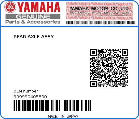 Product image: Yamaha - 999990405800 - REAR AXLE ASSY  0