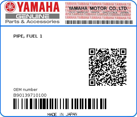 Product image: Yamaha - B90139710100 - PIPE, FUEL 1  0