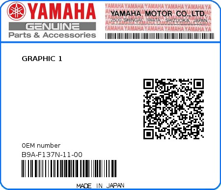 Product image: Yamaha - B9A-F137N-11-00 - GRAPHIC 1  0