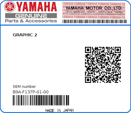 Product image: Yamaha - B9A-F137P-01-00 - GRAPHIC 2  0