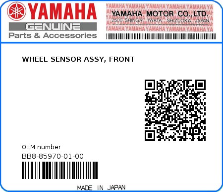 Product image: Yamaha - BB8-85970-01-00 - WHEEL SENSOR ASSY, FRONT  0