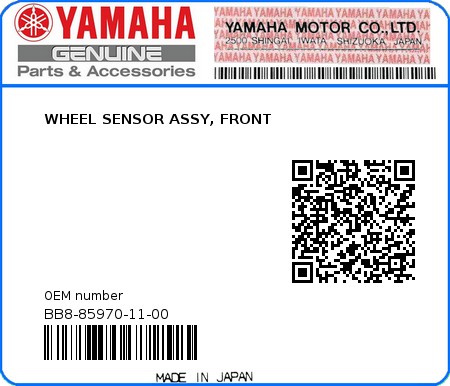 Product image: Yamaha - BB8-85970-11-00 - WHEEL SENSOR ASSY, FRONT  0