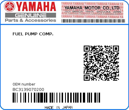 Product image: Yamaha - BC3139070200 - FUEL PUMP COMP.  0