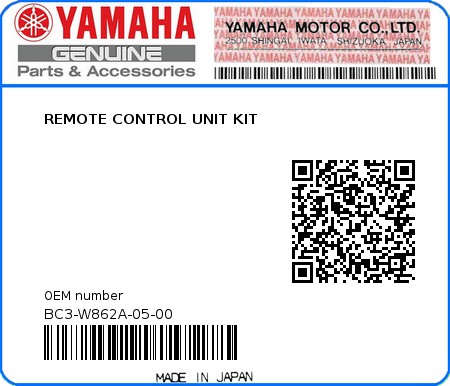 Product image: Yamaha - BC3-W862A-05-00 - REMOTE CONTROL UNIT KIT  0