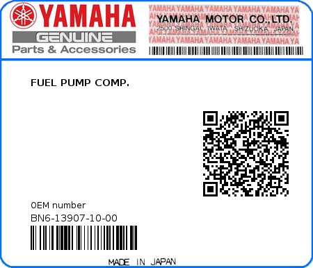 Product image: Yamaha - BN6-13907-10-00 - FUEL PUMP COMP.  0