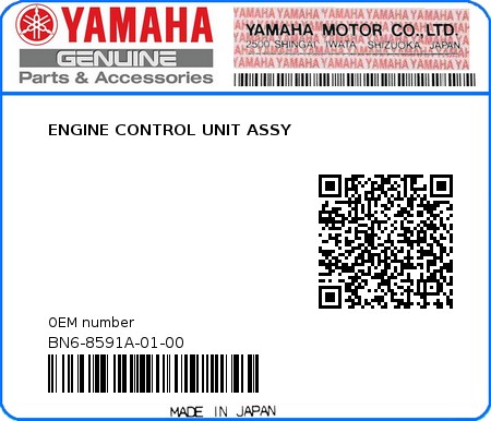 Product image: Yamaha - BN6-8591A-01-00 - ENGINE CONTROL UNIT ASSY  0