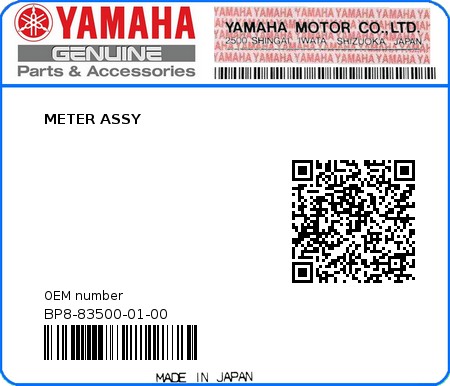 Product image: Yamaha - BP8-83500-01-00 - METER ASSY  0