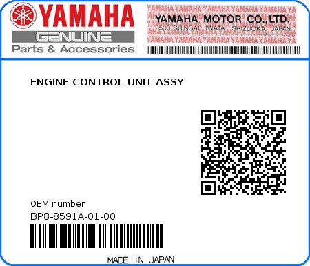 Product image: Yamaha - BP8-8591A-01-00 - ENGINE CONTROL UNIT ASSY  0