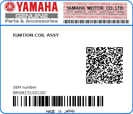 Product image: Yamaha - BR9823100100 - IGNITION COIL ASSY  0